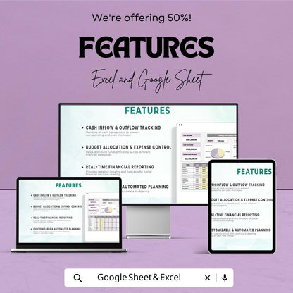 Finance Cash Budget Management Sheet | Monthly Budget Tracker | Excel and Google Sheets | Income & Expense Planner