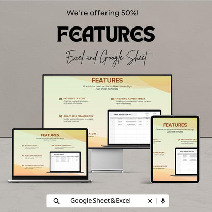 Open House Sign Out Sheet | Real Estate Sign-In Template | Excel & Google Sheets | Property Viewing Sign-In Sheet | Editable Open House Log