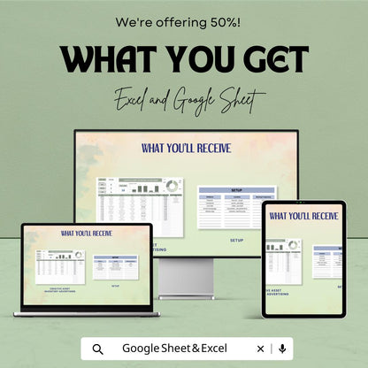 Creative Asset Inventory Advertising Sheet | Excel & Google Sheets | Marketing Template | Digital Planner for Ad Campaigns