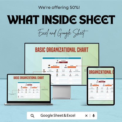 Basic Organizational Chart Template | Org Chart Spreadsheet | Company Structure Template | Excel & Google Sheets | Employee Hierarchy Chart