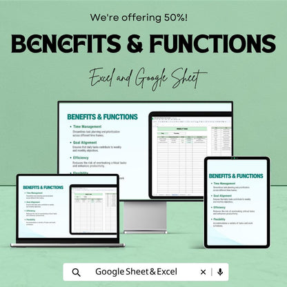 Daily Weekly Monthly Task Template | Google Sheets Planner | Excel Task Tracker | Productivity Dashboard | Project Management Spreadsheet