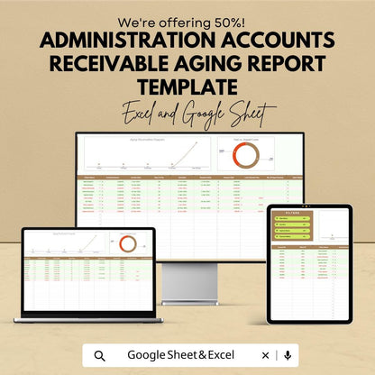 Accounts Receivable Aging Report Template, Excel & Google Sheets AR Tracker, Invoice Aging Spreadsheet, Small Business Finance Tool