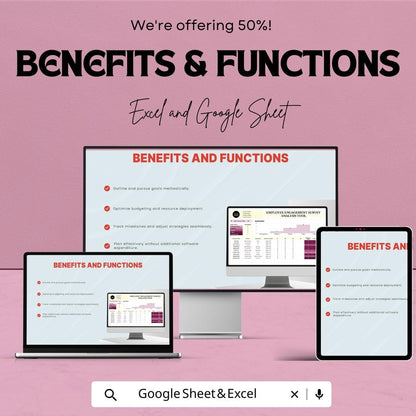 Employee Engagement Survey Analysis Tool | HR Survey Analysis Template | Excel & Google Sheets | Employee Feedback Dashboard