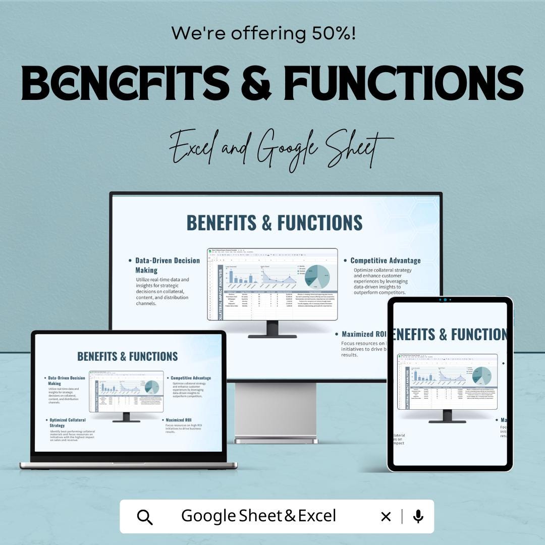 Sales Collateral Impact Analysis Template | Marketing Collateral ROI Dashboard | Engagement and Conversion Metrics Sheet