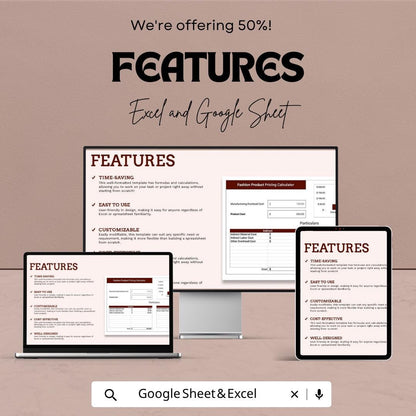 Fashion Pricing Calculator Excel | Product Cost Calculator | Clothing Pricing Template | Garment Cost Sheet | Profit Margin Calculator