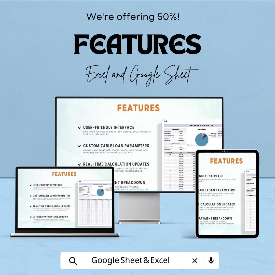 Payment Calculator Sheet - Excel & Google Sheet Template for Loan Management and Budgeting