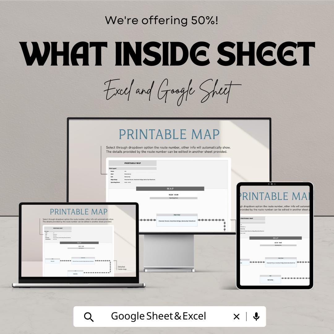 Printable Map Template | Custom Route Map Maker | Editable Travel Planner | Project Route Sheet | Visual Mapping Tool