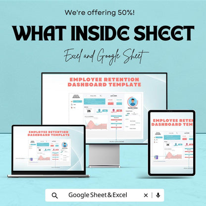 Employee Retention Dashboard Excel and Google Sheet | Track Employee Retention, Satisfaction & Performance | HR Analytics Template