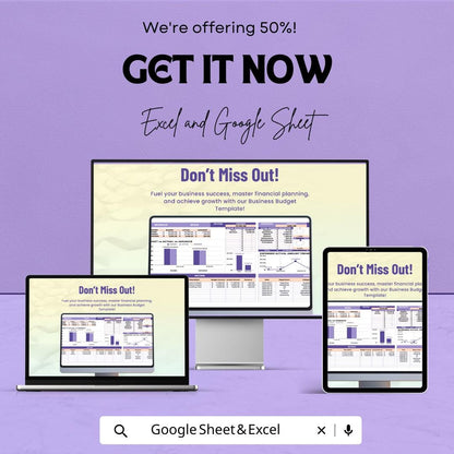 Business Budget Sheet - Excel and Google Sheet Template for Financial Planning, Income & Expense Tracker, Budgeting and Expense Analysis
