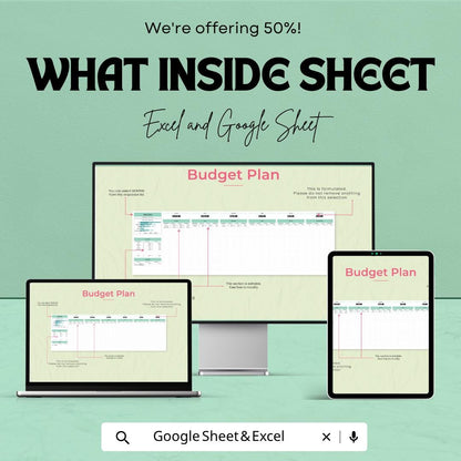 Budget Plan Template | Monthly Budget Spreadsheet | Expense Tracker | Financial Planner | Excel & Google Sheets | Money Management Sheet