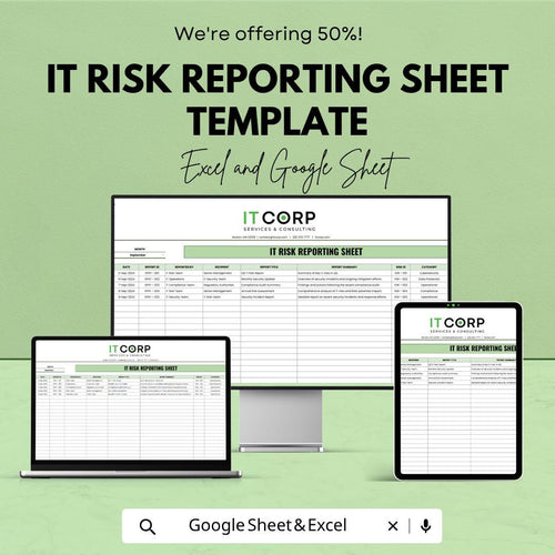 IT Risk Reporting Template | Risk Management Log Excel | IT Risk Register Spreadsheet | Compliance Tracker | Google Sheets Risk Report