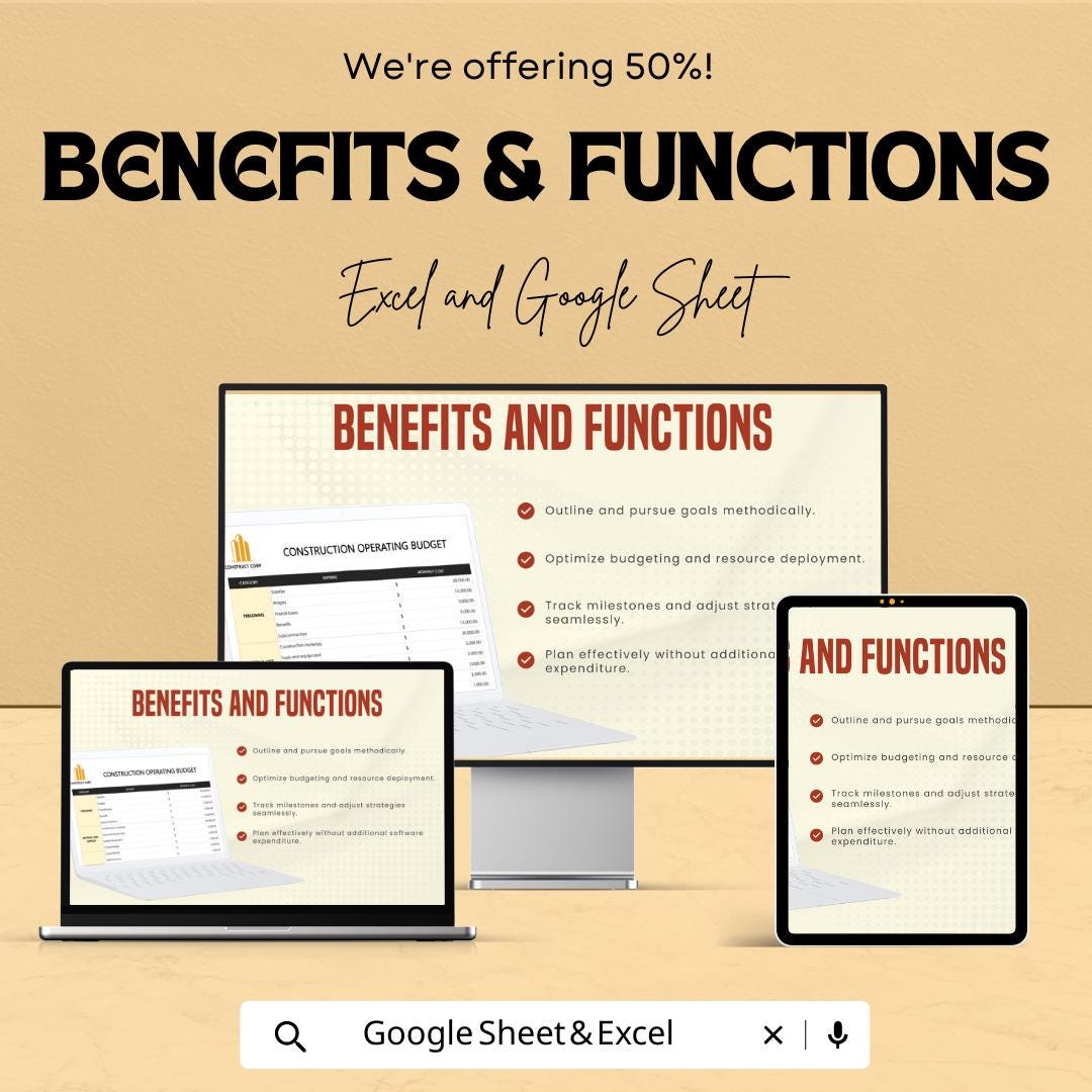 Construction Budget Forecasting Template | Construction Budget Spreadsheet | Contractor Budget Planner | Project Cost Estimator Dashboard
