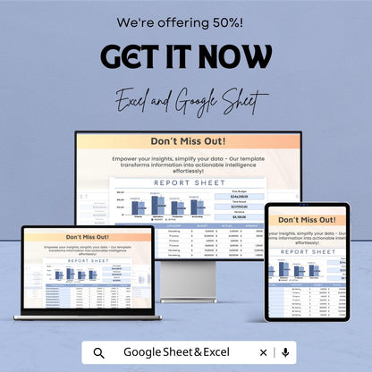 Report Sheet Template | Excel and Google Sheets | Budget Tracker & Financial Reporting | Track Expenses and Budgeting