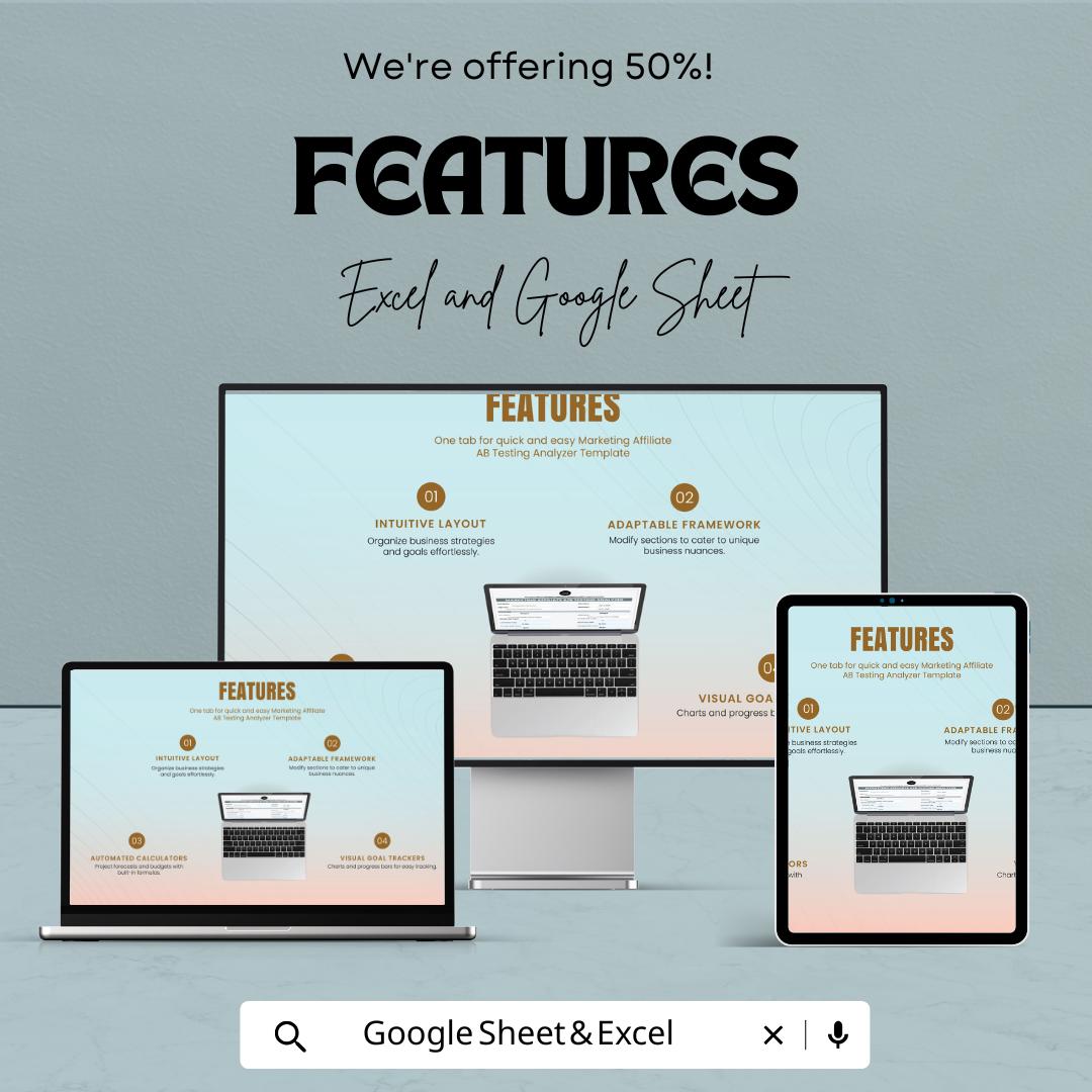 Marketing Affiliate AB Testing Analyzer Template | Marketing Optimization Tool | Analytics Spreadsheet | Conversion Analysis Template