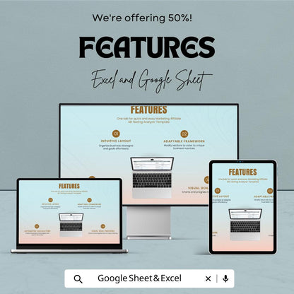 Marketing Affiliate AB Testing Analyzer Template | Marketing Optimization Tool | Analytics Spreadsheet | Conversion Analysis Template