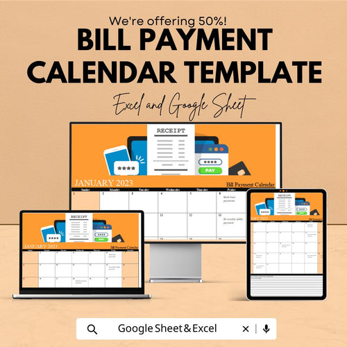 Bill Payment Calendar Template | Monthly Bill Tracker | Payment Schedule Organizer | Finance Management Spreadsheet