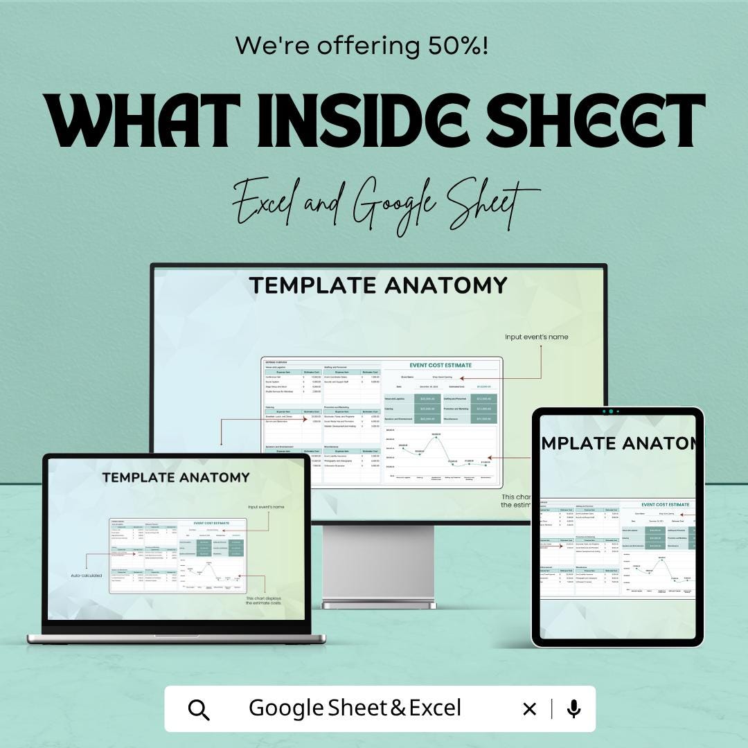 Event Budget Template | Event Cost Estimator | Wedding Planner Budget | Party Budget Tracker | Event Planning Spreadsheet