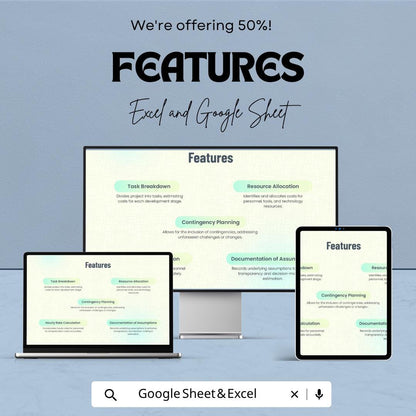 Software Project Cost Estimate Template Excel | Project Budget Planner Google Sheets | IT Cost Estimation Spreadsheet | Project Cost Tracker