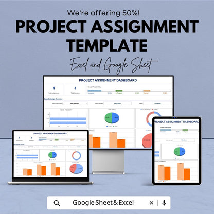 Project Assignment Template  | Team Task Assignment Tracker | Project Management Sheet | Task Allocation Planner | Work Assignment Template