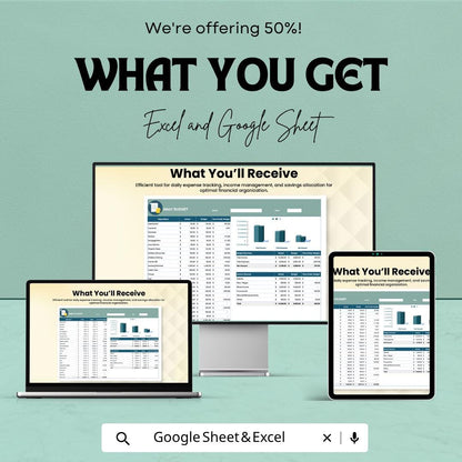 Daily Budget Template | Google Sheets Excel Budget Planner | Expense Tracker Spreadsheet | Personal Finance Planner | Digital Download