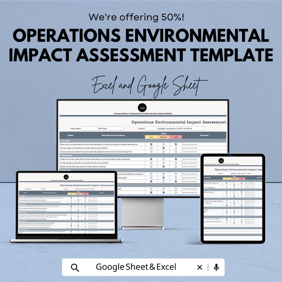 Operations Environmental Impact Assessment Template | Excel & Google Sheets | Environmental Risk Analysis Tool