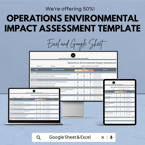 Operations Environmental Impact Assessment Template | Excel & Google Sheets | Environmental Risk Analysis Tool