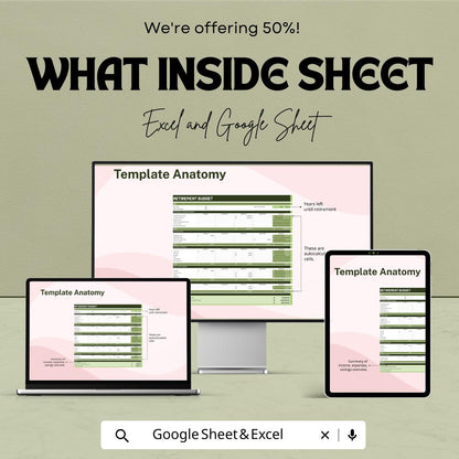 Early Retirement Budget | Excel and Google Sheets Retirement | Financial Independence Tracker | Income and Expense | Savings Forecast Tool