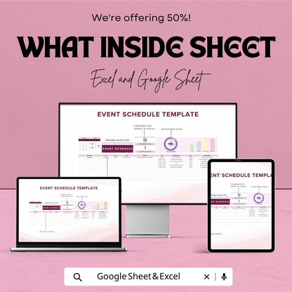 Event Schedule Template | Event Planning Spreadsheet | Google Sheets Event Planner | Excel Event Management Template |