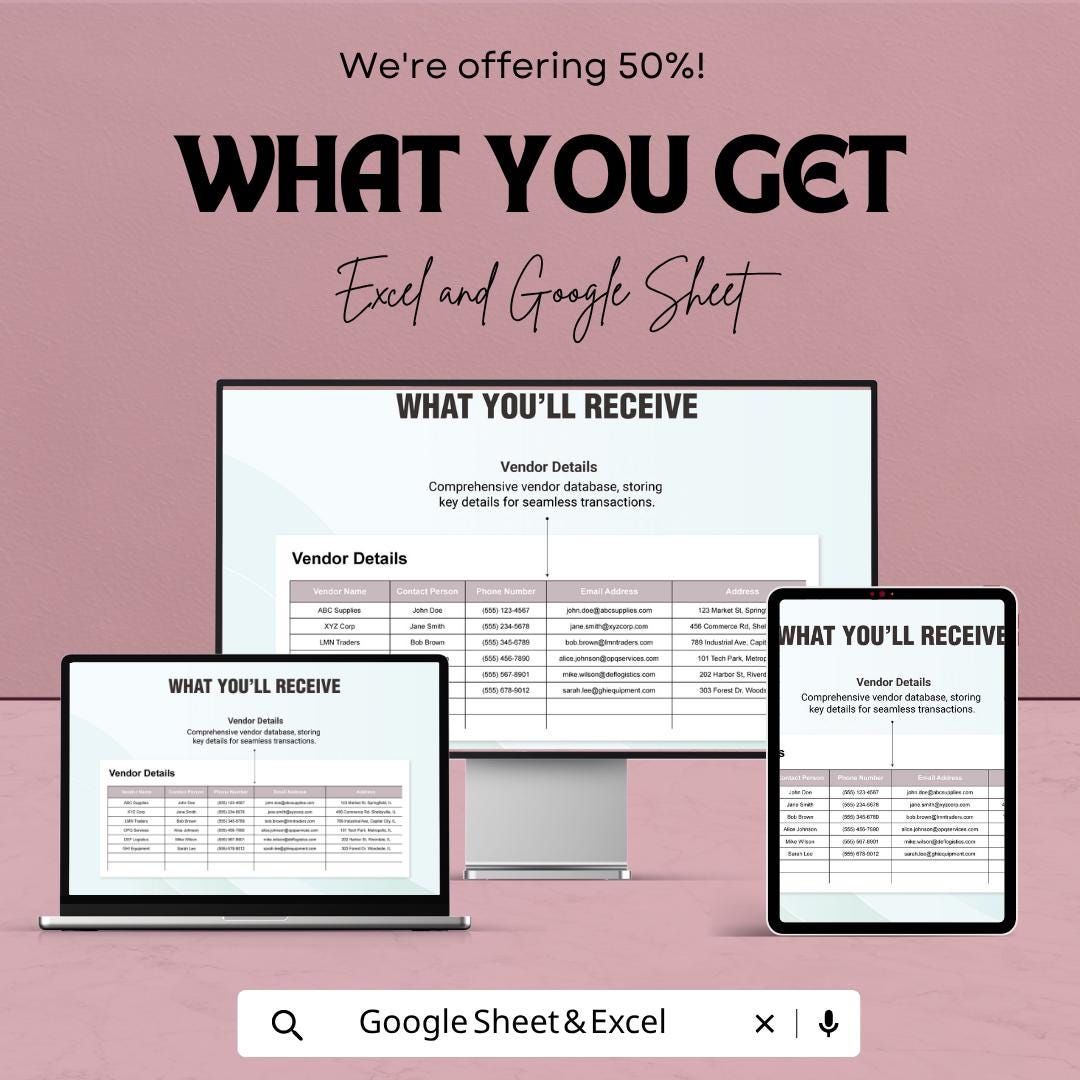 Vendor Payment Tracking Template | Accounts Payable Tracker Excel | Vendor Invoice Tracker Spreadsheet | Payment Management Sheet