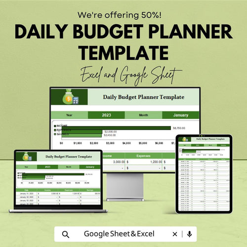 Daily Budget Planner Template | Budget Tracker | Daily Expense Tracker | Personal Finance Spreadsheet | Money Management Tool