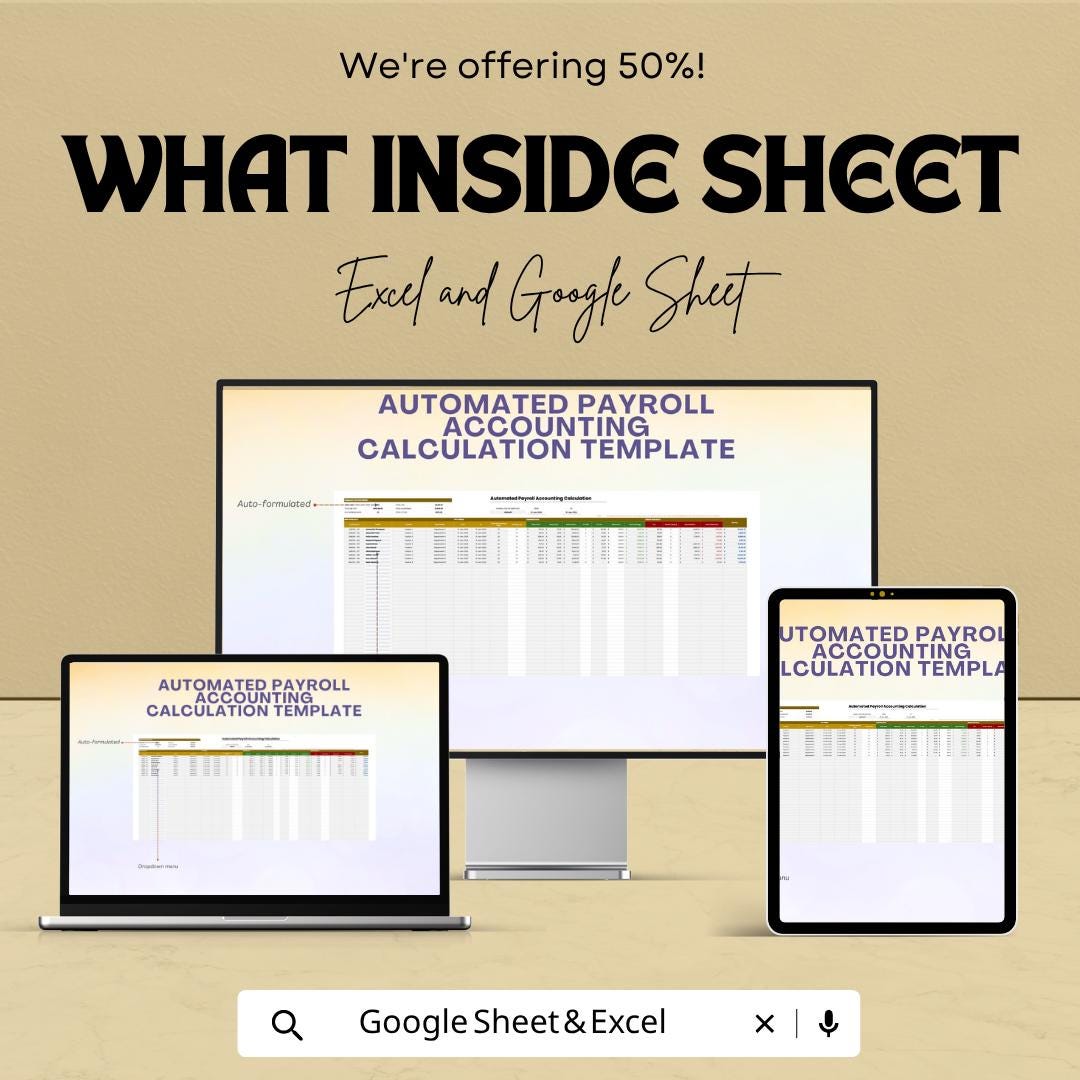 Automated Payroll Template | Payroll Calculator Spreadsheet | Salary Tracker | Employee Payroll System | Accounting Template