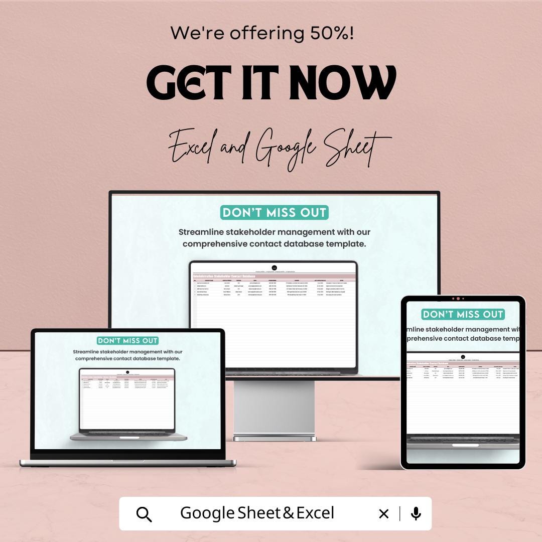 Administration Stakeholder Contact Database Sheet – Excel & Google Sheets Template for Organizing Contacts