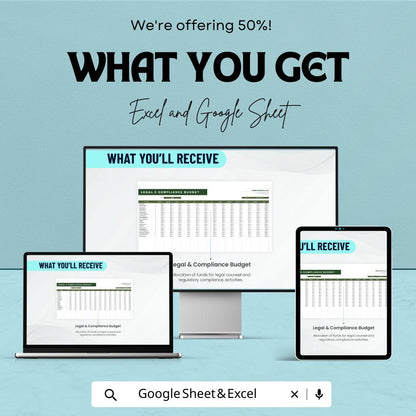 Legal and Compliance Budget Template | Legal Expense Tracker | Compliance Budget Spreadsheet | Business Budget Planner