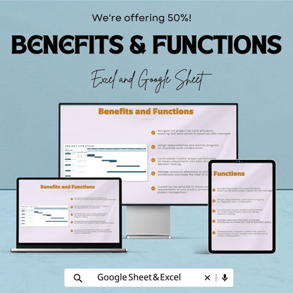Project Life Cycle Template | Excel & Google Sheets Project Management Planner | Project Phases Tracker | Workflow and Milestone Spreadsheet
