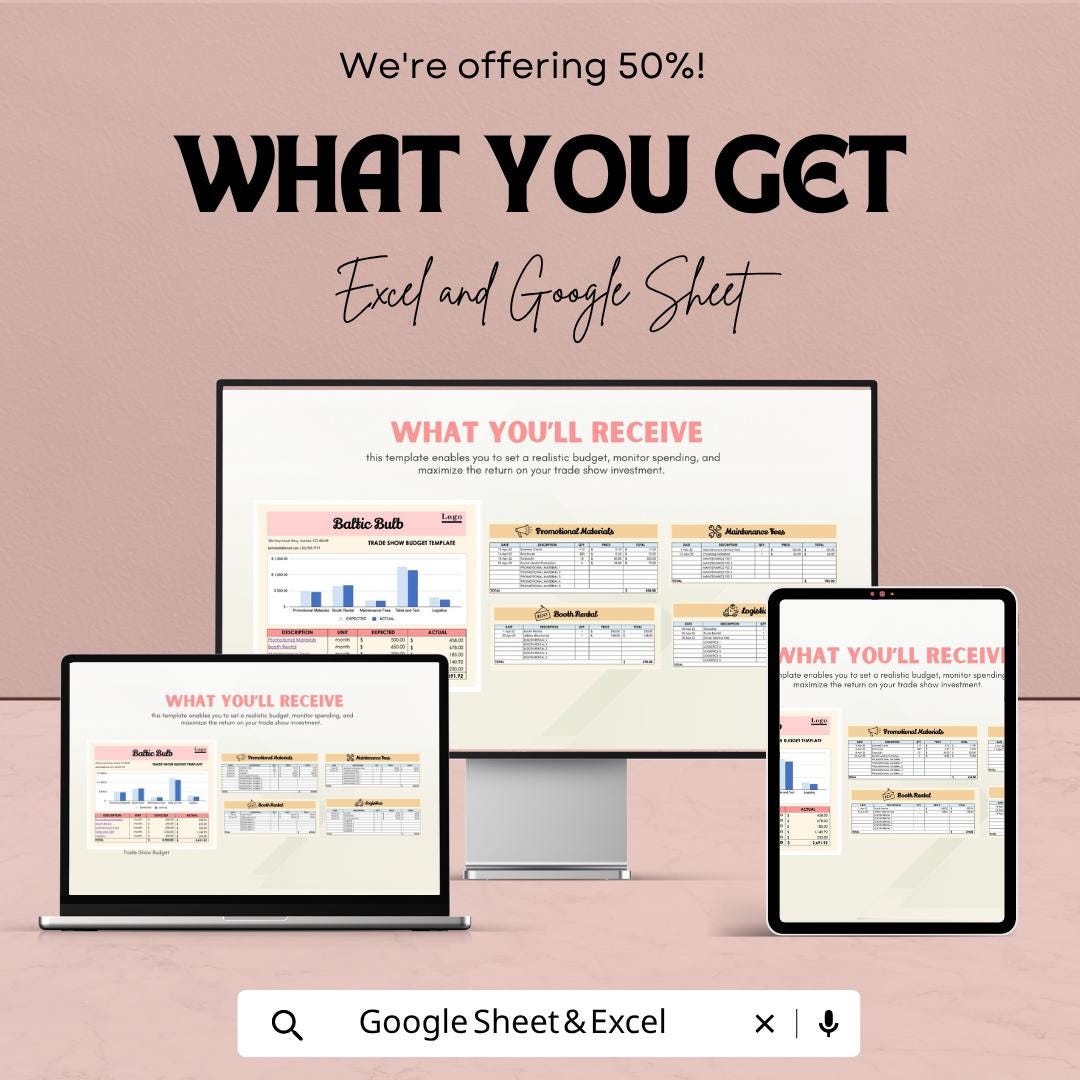 Trade Show Budget Template | Event Budget Spreadsheet | Exhibition Budget Planner | Marketing Budget Sheet