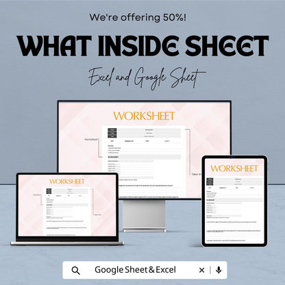 Worksheet Template | Excel & Google Sheets | Customizable | Educational Template for Students