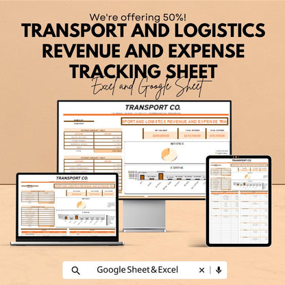 Transport and Logistics Revenue and Expense Tracking Sheet | Excel & Google Sheet Template | Financial Management for Transport Companies
