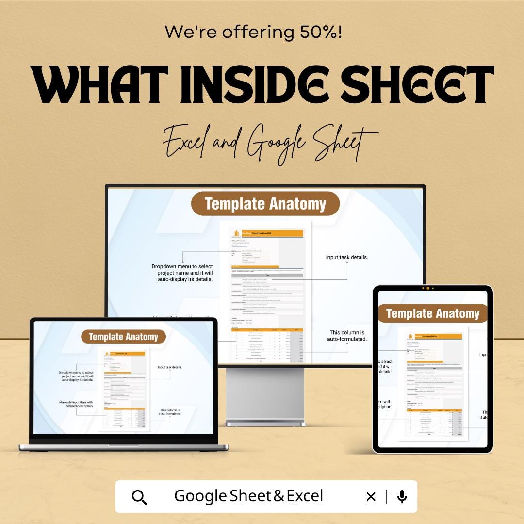 Roofing Construction Bid Template | Roofing Estimate Spreadsheet | Contractor Proposal Template | Roofing Project Quote |