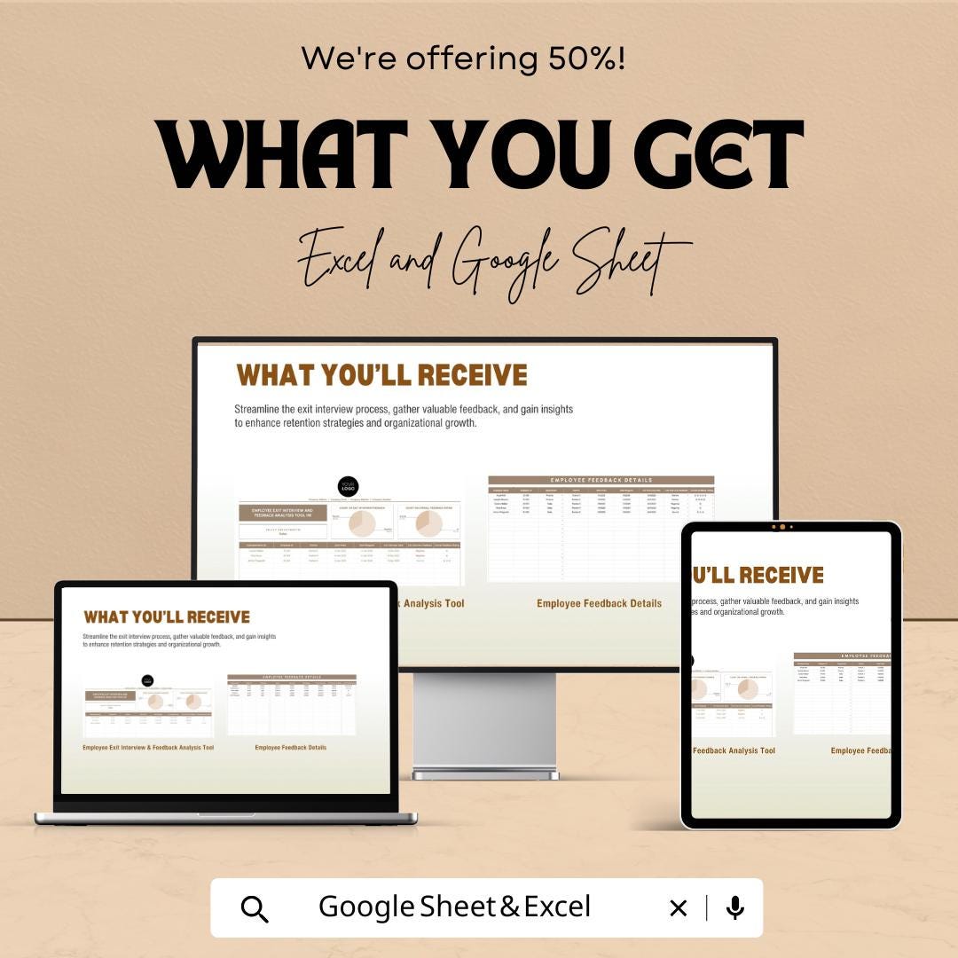 Employee Exit Interview and Feedback Analysis Tool HR Template | Exit Interview Dashboard | Employee Feedback Tracker