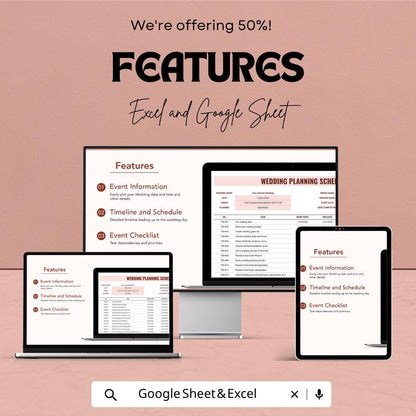 Wedding Planning Template  | Wedding Planner Google Sheets | Wedding Checklist & Timeline | Bridal Organizer
