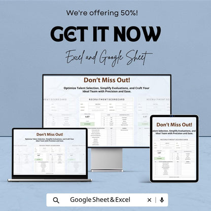 Recruitment Scorecard Template | Hiring Evaluation Scorecard | Candidate Assessment Spreadsheet |  Interview Rating Sheet
