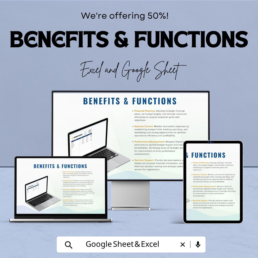 Corporate Monthly Budget Template | Business Budget Spreadsheet | Monthly Expense Tracker | Financial Planning Sheet