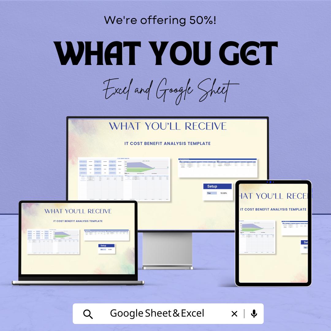 IT Cost Benefit Analysis Template | Google Sheets & Excel Financial Model | Project ROI Calculator | Business Cost Benefit Spreadsheet