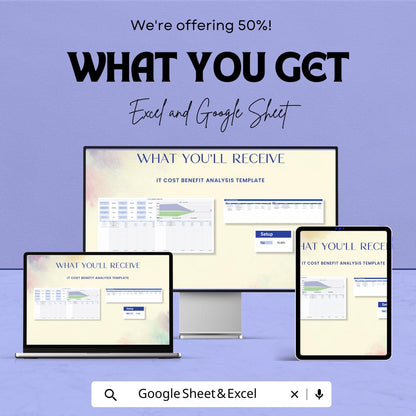 IT Cost Benefit Analysis Template | Google Sheets & Excel Financial Model | Project ROI Calculator | Business Cost Benefit Spreadsheet