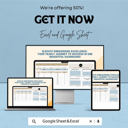 Yearly Onboarding Overview & Summary Dashboard HR Template | Employee Onboarding Tracker | HR Analytics Excel and Google Sheets