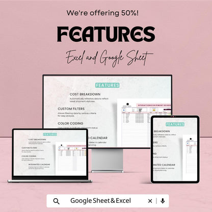 Operations Shipment Schedule Tracker Sheet | Excel & Google Sheet Template | Product Management | Shipment Tracker |