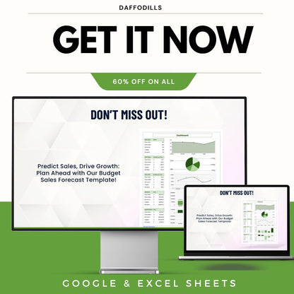Budget Sales Forecast Template, Sales Forecast Spreadsheet, Revenue Projection Tool, Google Sheets Excel