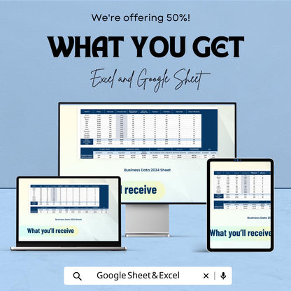 Business Dashboard Template | KPI Tracker Spreadsheet | Excel and Google Sheets Dashboard | Business Metrics Report Template
