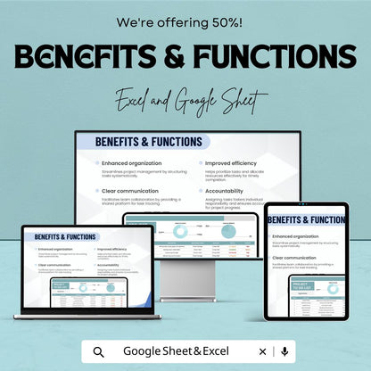 Project To Do List Spreadsheet | Google Sheets & Excel Task Planner | Project Task Tracker Dashboard | Business Productivity Template