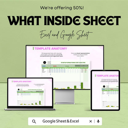 Startup Operations Cost Analysis Template | Monthly Operating Budget | Startup Financial Planning Spreadsheet